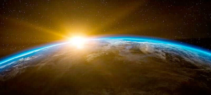 Virtual Reality - sunrise over earth.