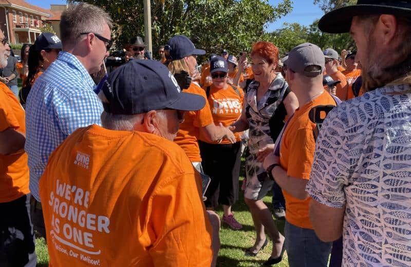 Pauline Hanson greets supporters in Adelaide February 3rd 2026, NewsBlaze photo.